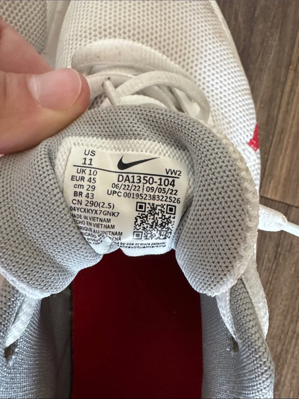 Nike Men’s White Sneakers with Red Trim
